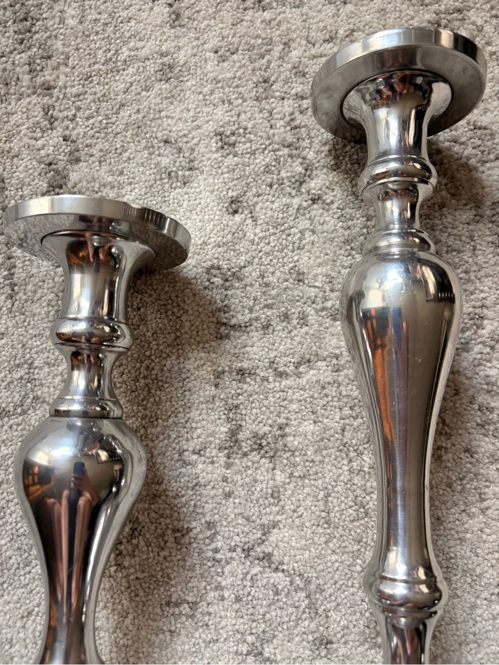 Pottery Barn Polished Silver Metal Candle Holders (Set of 2)